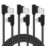 90 Degree iPhone Charger 10 FT 3 Pack Lightning Cable Right Angle Braided iPhone Charging &Syncing Cord for iPhone Xs Max/XS/XR/X/iPad/iPod (Black White)