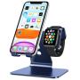 Apple Watch Stand, OMOTON 2 in 1 Universal Desktop Stand Holder for iPhone and Apple Watch Series 5/4/3/2/1 (Both 38mm/40mm/42mm/44mm) (Deep Navy)