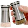 Premium Salt and Pepper Shakers with Adjustable Pour Holes - Elegant Stainless Steel Salt and Pepper Dispenser - Perfect for Himalayan, Kosher and Sea Salts - Spices