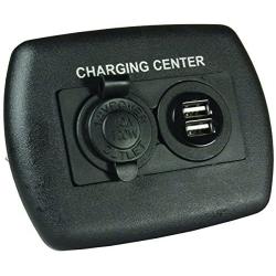 JR Products 15095 12V/USB Charging Center - Black