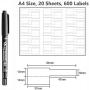 210PCS White Cable Labels with Mark Pen, Waterproof Cord Labels,Self Adhesive Wire Labels Printable A4 Sheet for Laser Printer and Handwriting Cable Organize