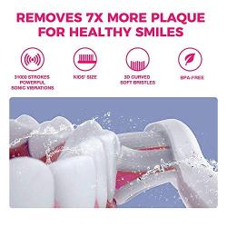 Vekkia Sonic Rechargeable Kids Electric Toothbrush, 3 Modes with Memory, Fun & Easy Cleaning, 31000 Strokes, IPX7 Waterproof, 2-Min Timer for Age 3+, 4 Soft Bristles