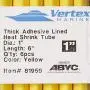 Heavy Wall Adhesive Lined Marine Grade Heat Polyolefin Shrink Tubing A81959-1'' ID - Yellow - 6 Inches - 6 Pack