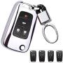 ROYALFOX(TM 2 3 4 5 Buttons TPU flip Remote Key Fob case Cover for Chevrolet Camaro Cruze Equinox Malibu SS Sonic Spark Volt Aveo Epica SAIL 3,Buick Lacrosse Encore GL8 Regal Excelle (Silver)