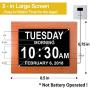 【Upgraded】 Digital Calendar Alarm Day Clock - with 8'' Large Screen Display, am pm, 5 Alarm, for Extra Large Impaired Vision People, The Aged Seniors, The Dementia, for Desk, Wall Mounted (Brown)