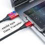 NetDot Gen10 3 in 1 Nylon Braided Magnetic Fast Charging Cable with Side LED Compatible with Micro USB & USB-C Smartphones and Product(5ft/3 Pack red)
