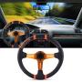 Bewinner 2 Color 350mm/14in Racing Steering Wheel, Universal Aluminum Frame Leather Car Steering Wheel with a Standard 6-Bolt Racing hub Adapter(Orange)