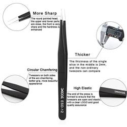 Precision Tweezers Set, XOOL 10 PCS ESD Tweezers Set, Anti-Static Stainless Steel Tweezers Kit, Non-magnetic and Multi-standard Stainless Steel Tweezers for Lab, Electronics, Jewelry and Detailed Work