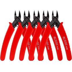 Wire Cutters, 5 Pack BS-8109 Flush Cutters Micro Shear Wire Cutters Precision Side Cutters Tools for Electronics Aluminum Jewelry 3D Printer 5 Inch, Red