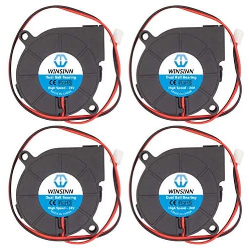 WINSINN 50mm Blower Fan 24V 5015 Dual Ball Bearing 50x15mm Turbine Turbo Brushless - High Speed (Pack of 4Pcs) WINSINN 50mm Blower Fan 24V 5015 Dual Ball Bearing 50x15mm Turbine Turbo Brushless - High Speed (Pack of 4Pcs)