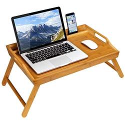 Rossie Home Media Bed Tray with Phone Holder - Fits up to 17.3 Inch Laptops and Most Tablets - Natural Bamboo - Style No. 78107