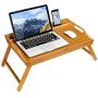 Rossie Home Media Bed Tray with Phone Holder - Fits up to 17.3 Inch Laptops and Most Tablets - Natural Bamboo - Style No. 78107