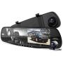 Pyle Dash Cam Rearview Mirror - 4.3” DVR Monitor Rear View Dual Camera Video Recording System in Full HD 1080p w/Built in G-Sensor Motion Detect Parking Control Loop Record Support - PLCMDVR49