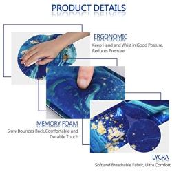 HAOCOO Keyboard Wrist Rest and Ergonomic Mouse Pad Wrist Support Set with Non-Slip Backing Memory Form-Filled, Easy-Typing and Pain Relief for Gaming Office Computer Laptop (Blue&Gold Marble)