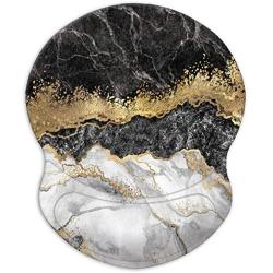 ITNRSIIET Mouse Pad, Ergonomic Mouse Pad with Gel Wrist Rest Support, Gaming Mouse Pad with Lycra Cloth, Non-Slip PU Base for Computer, Laptop, Home, Office & Travel, Black Cracked Marbling