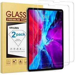 2 Pack SPARIN Screen Protector Compatible with iPad Pro 12.9 Inch without Home Button, Tempered Glass Screen Protector Work with Face ID