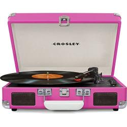 Crosley Cruiser Deluxe Vintage 3-Speed Bluetooth Suitcase Turntable, Pink
