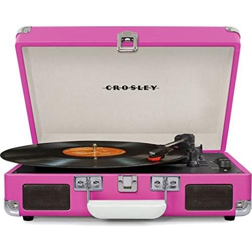 Crosley Cruiser Deluxe Vintage 3-Speed Bluetooth Suitcase Turntable, Pink