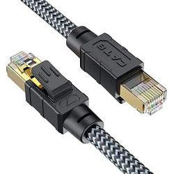 Cat8 Ethernet Cable 6ft, Aifxt Braided Heavy Duty High Speed 26AWG Cat8 LAN Network Cable 40Gbps 2000Mhz with Gold Plated RJ45 Connector, Weatherproof SSTP UV Resistant for Router, Modem, Xbox