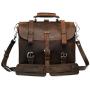 Polare Mens Full Grain Leather 16 Briefcase Shoulder Messenger Bag Fit 15.6 Laptop