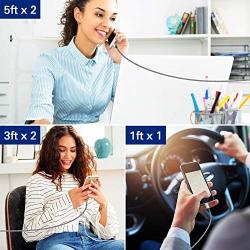 iPhone Charger Cable, MFi Certified 5Pack 1ft/3ft/3ft/5ft/5ft Nylon Braided Lightning Cable for Fast Charging and Syncing Compatible with iPhone 12/11/Pro/X/XS/XR/Max/SE/8/8P/7/7P/6S/6/5 iPad