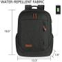 KROSER Laptop Backpack Large Computer Backpack Fits up to 17.3 Inch Laptop with USB Charging Port Water-Repellent School Travel Backpack Casual Daypack for Business/College/Women/Men-Charcoal Black