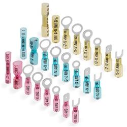 Kuject 255PCS Heat Shrink Wire Connectors, Waterproof Electrical Crimp Wire Terminals, Include Ring Terminals, Spade Connectors, Forks, Quick Disconnect Terminals for Automotive, Marine