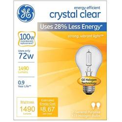 GE Lighting Crystal Clear 72-Watt, (100-watt replacement) 1490-Lumen A19 Light Bulb with Medium Base, (72W, 1490-Lumen)