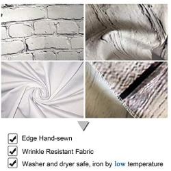 Allenjoy 5x7ft Fabric White Brick Wall with Gray Wood Floor Photography Backdrop Cloths Newborn Baby Photoshoot Child Kids 1st Birthday Cake Smash Photo Background Photographer Props