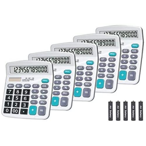 Calculators, BESTWYA 12-Digit Dual Power Handheld Desktop Calculator with Large LCD Display Big Sensitive Button (5 Silver)