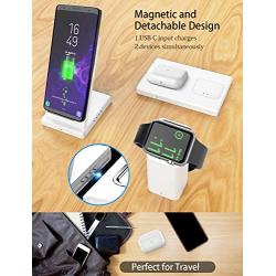 Wireless Charger MANKIW 3 in 1 Fast Charging Station for Apple iWatch AirPods Pro, Wireless Charging Stand Compatible for iPhone 11/11Pro/11Pro Max/XR/Xs/Xs Max/X/8/8Plus Samsung Galaxy(White)