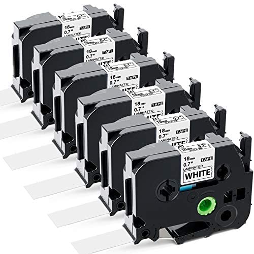 Labelife Compatible 18mm Label Tape Replacement for Brother Ptouch 3/4 Label Tape TZe-241 18mm 0.7 Laminated White TZe TZ Tape TZe241 for Brother P-touch PTD400AD PT-D600 PT-P710BT Label Maker, 6-Pack