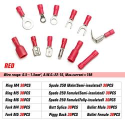 Qibaok 840PCS Electrical Wire Connectors, Insulated Wire Crimp Terminals, Mixed Butt Ring Fork Spade Bullet Quick Disconnect Assortment Kit