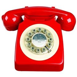 Wild Wood 746 Phone, Retro Design, Red