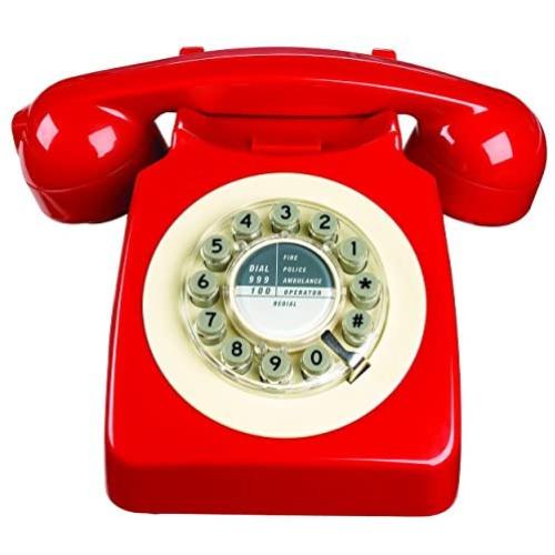 Wild Wood 746 Phone, Retro Design, Red