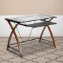 Flash Furniture Glass Computer Desk with Pull-Out Keyboard Tray and Crisscross Frame