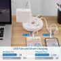 Power Strip with USB, NTONPOWER 3 Outlets Power Strip, 5ft Portable Extension Cord, Nightstand Desktop Charging Station for Home Office Dorm Room Cruise, White