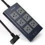9.8 Ft Power Strip with Piggyback Plug, JACKYLED Wide Spaced Surge Protector Power Heavy Duty Long Extension Cord with 3.1A 4 USB Ports 7 AC Outlets for Home Office Hotel School Electronics, Blue Gray