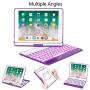 iPad Keyboard Case 9.7 for iPad 2018 (6th Gen) - 2017 (5th Gen) - iPad Pro 9.7 - iPad Air 2 & 1, 7 Color Backlit Keyboard Case/360 Rotate Wireless/BT Keyboard Case with Auto Sleep/Wake Purple
