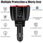 Cigarette Lighter Splitter QC 3.0, 2-Socket USB C Car Charger Adapter Type C Multi Power Outlet 12V/24V 80W DC with LED Voltmeter Switch Dual USB Port for iPhone GPS Dashcam iPad Android Samsung