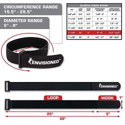 Elastic Reusable Cinch Straps 1''x30'' - 8 Pack - Hook and Loop - Plus 2 Free Bonus Reusable Cable Ties