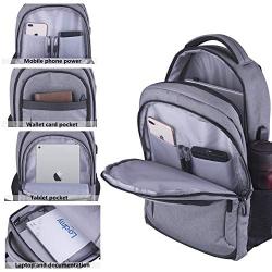 Travel Laptop Backpack, Gebnuit Anti-Theft Business Student Laptop Backpack with USB Charging Port, Slim Durable Water Resistant College School Computer Bag for Women & Men Fits 15.6 Inch Laptop-Grey