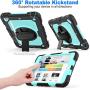SEYMAC stock Case for iPad Mini 5/4, Full-Body Protective Case with 360 Degrees Rotating Stand & Strap Stylus Pencil Holder for iPad Mini 5th/4th Generation(SkyBlue+Black)