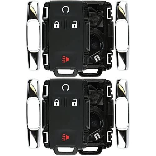 KeylessOption Keyless Entry Remote Control Car Key Fob Case Shell Button Pad Outer Cover for GMC Chevy M3N-32337100 (Pack of 2)