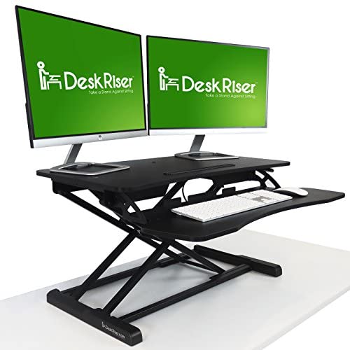 Dual Monitor Stand Up Desk | Desk Riser 32 Inch Wide by The House of Trade | Height Adjustable desks for Standing and Sitting