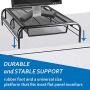 Halter Mesh Monitor Stand Computer Desk Riser Shelf with Side Compartment and Pull Out Drawer, Desk Organizer (2 Pack, Black)