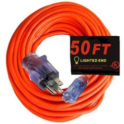 50 ft 10 Gauge Extension Cord 50 feet - Powerful 15 Amps, 125 Volts, 1,875 Watt 10/3 Extension Cords 50 ft Lighted Ends (10 Gauge Extension Cord 50 ft,Orange)