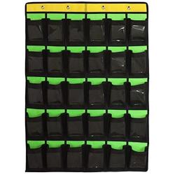 NIMES Hanging Organizer Classroom Pocket Chart for Cell Phones Calculator Holder with DIY Clear Card Pockets (30 Pockets)