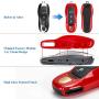 Rolling Gears Remote Key Fob Shell Cover and Key Button Rubber Compatible with Porsche Cayenne and Macan Key Fob (Red)
