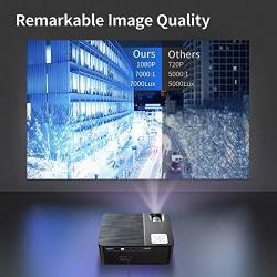 Native 1080p Projector, Crenova 7000 Lux Home LED Projector Full HD Movie Projector 4K Supported iPhone Projector with 200”Display, Dolby&75% Zoom for iPhone, Android, iPad, TV Stick, HDMI, USB